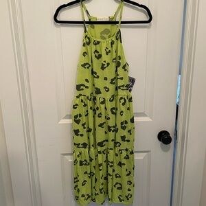 Perfect Peach Lime Grey Leopard Print Dress The Other Side Tribe Boutique Sz M